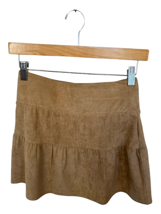 Shug! Size S Tan Vegan Suede Elastic Waist Mini Skirt Tan / S