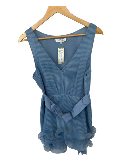 Loveshackfancy Size 8 Baby Blue Polyester Sleeveless Pleated Belted Dress Baby Blue / 8