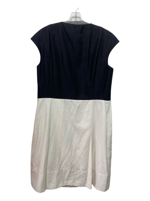 Akris Punto Size 14 Black & White Cotton Blend Front Zip Colorblock Dress Black & White / 14