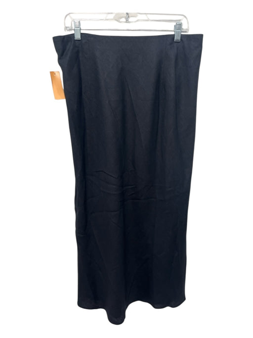 J. Crew Size L Black Linen Elastic Waist Midi Skirt Black / L
