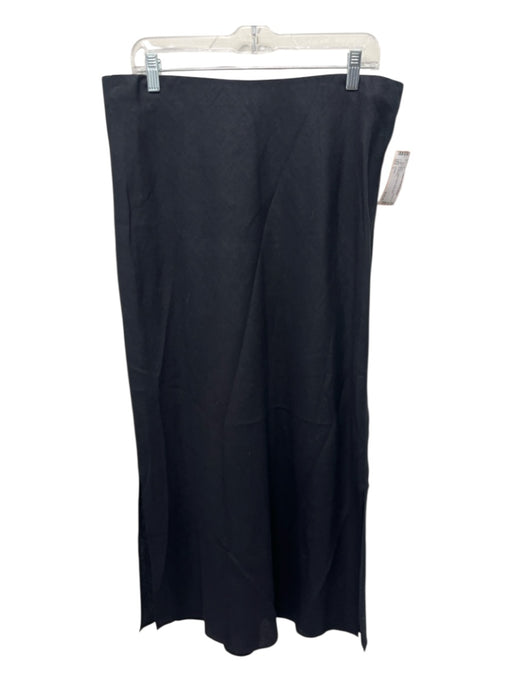 J. Crew Size L Black Linen Elastic Waist Midi Skirt Black / L