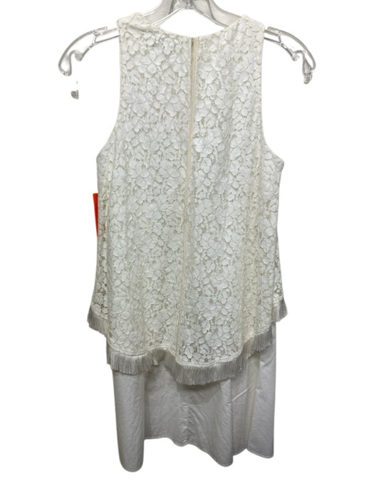 Derek Lam 10 Crosby Size 0 White Cotton Blend Floral Lace Overlay Back Zip Dress White / 0