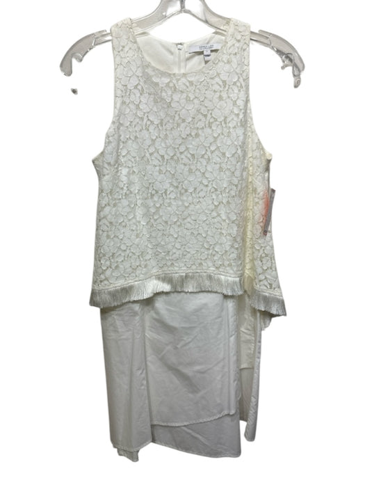 Derek Lam 10 Crosby Size 0 White Cotton Blend Floral Lace Overlay Back Zip Dress White / 0