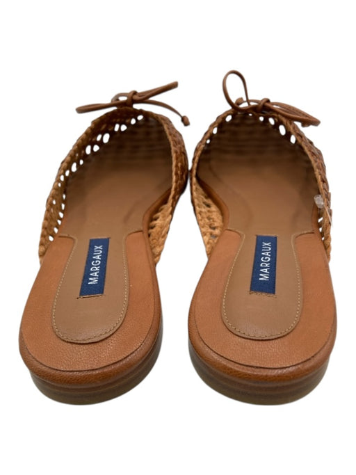 Margaux Shoe Size 43.5 Brown Leather Upper Woven Pointed Toe Bow Accent Mules Brown / 43.5