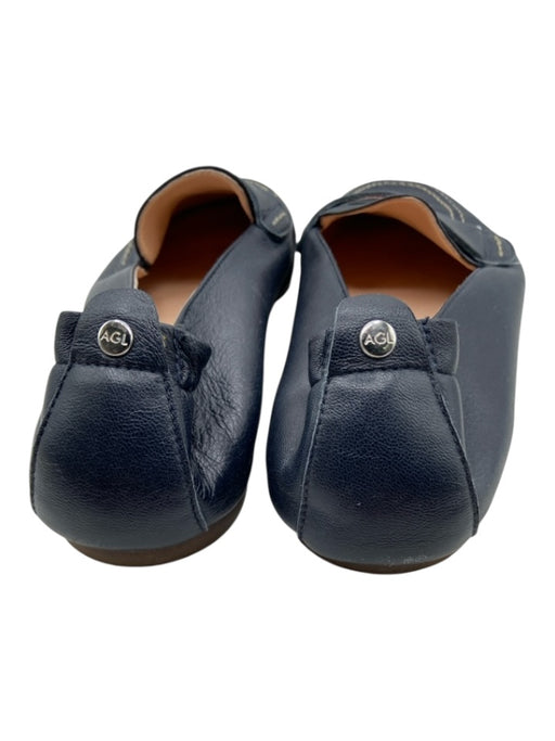 AGL Shoe Size 43 Navy Leather Stitching Detail Loafer Driver Flats Navy / 43