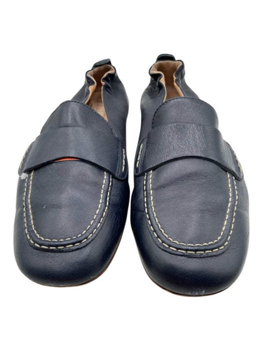 AGL Shoe Size 43 Navy Leather Stitching Detail Loafer Driver Flats Navy / 43