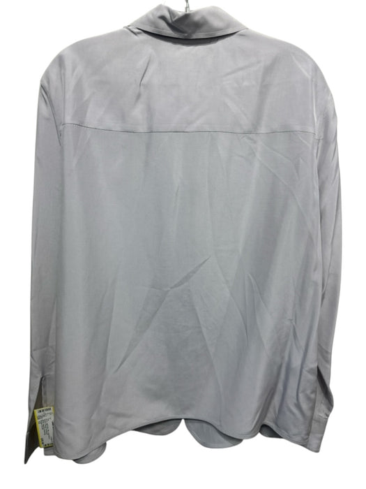 Giorgio Armani Size 12 Light Gray Silk Long Sleeve Buttons Blouse Top Light Gray / 12