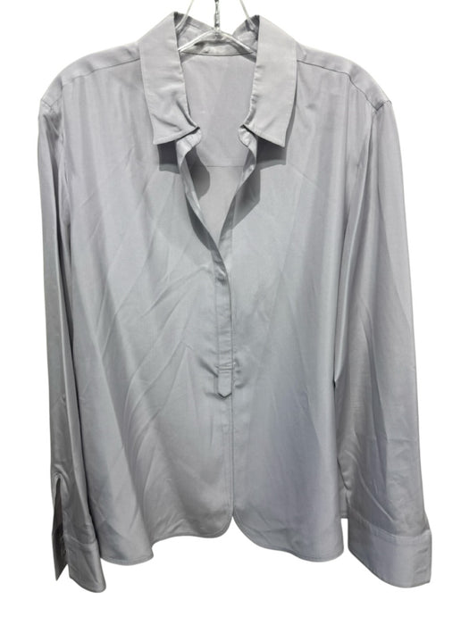 Giorgio Armani Size 12 Light Gray Silk Long Sleeve Buttons Blouse Top Light Gray / 12
