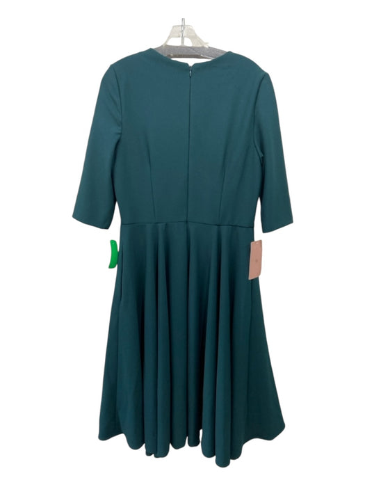 BHLDN Size 14 Dark Green Polyester Short Sleeve V Neck Midi Dress Dark Green / 14