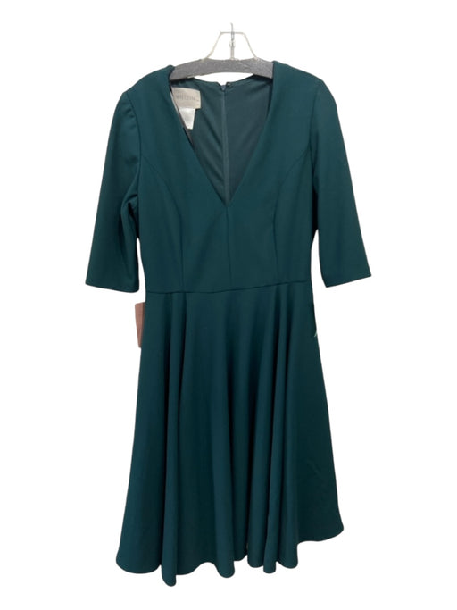 BHLDN Size 14 Dark Green Polyester Short Sleeve V Neck Midi Dress Dark Green / 14