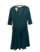 BHLDN Size 14 Dark Green Polyester Short Sleeve V Neck Midi Dress Dark Green / 14