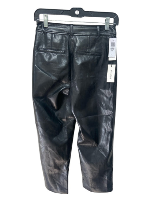 Babaton Size 2 Black PU leather High Rise Straight Leg Cropped Pockets Pants Black / 2