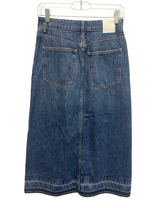 Simkhai Size XS Medium Wash Cotton Denim Front Slit Button & Zip Fly Midi Skirt Medium Wash / XS