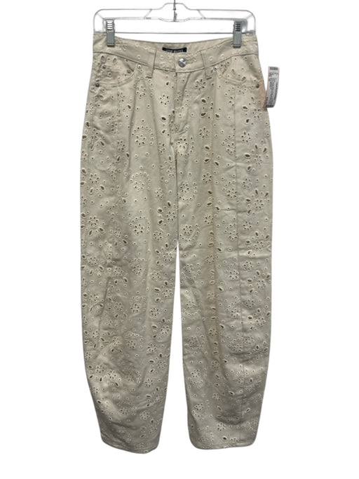 Steve Madden Size 24 Cream White Cotton Denim Floral Eyelet Jeans Cream White / 24