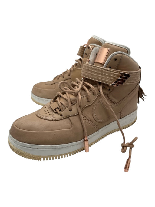 Nike Shoe Size 8.5 Tan Brown Leather High Top Fringe Laces Velcro Strap Sneakers Tan Brown / 8.5