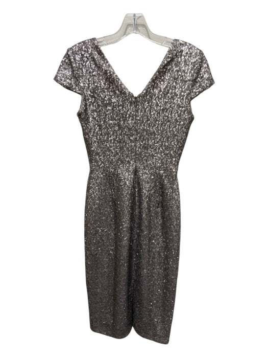 Dress the Population Size XS Silver Polyester Fully Sequined V Neck Midi Dress Silver / XS