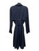 Badgley Mischka Size XL Navy Blue Lyocell Trench Lapel Side Slits Sash Jacket Navy Blue / XL