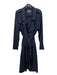 Badgley Mischka Size XL Navy Blue Lyocell Trench Lapel Side Slits Sash Jacket Navy Blue / XL