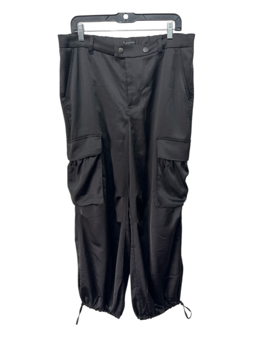 Banana Republic Size L Black Polyester Satin Cargo Elastic Waist Pants Black / L