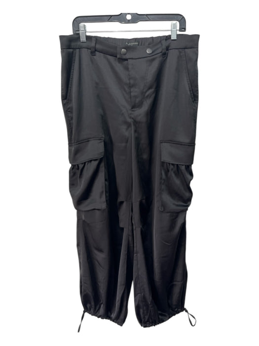 Banana Republic Size L Black Polyester Satin Cargo Elastic Waist Pants Black / L