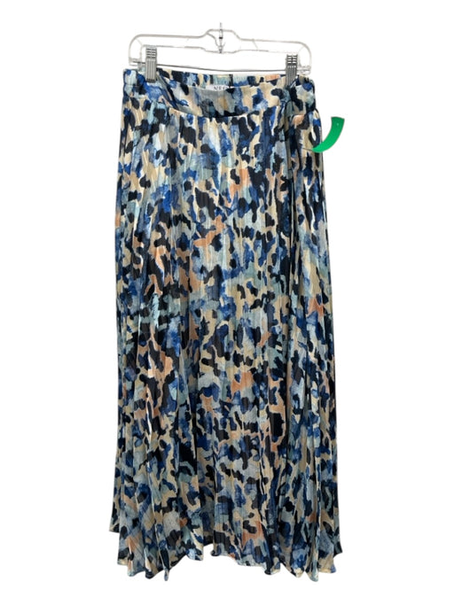 Nest Size L Blue & Beige Print Polyester Elastic Waist Animal Print Midi Skirt Blue & Beige Print / L