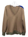 Tibi Size M Olive Green & Blue Polyester Blend V Neck Side Stripe Top Olive Green & Blue / M