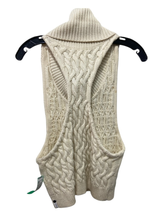 One Teaspoon Size S Cream Wool Cable Knit Cowl Neck Chunky Knit Sleeveless Top Cream / S