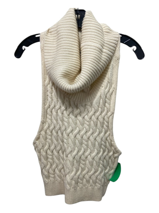 One Teaspoon Size S Cream Wool Cable Knit Cowl Neck Chunky Knit Sleeveless Top Cream / S