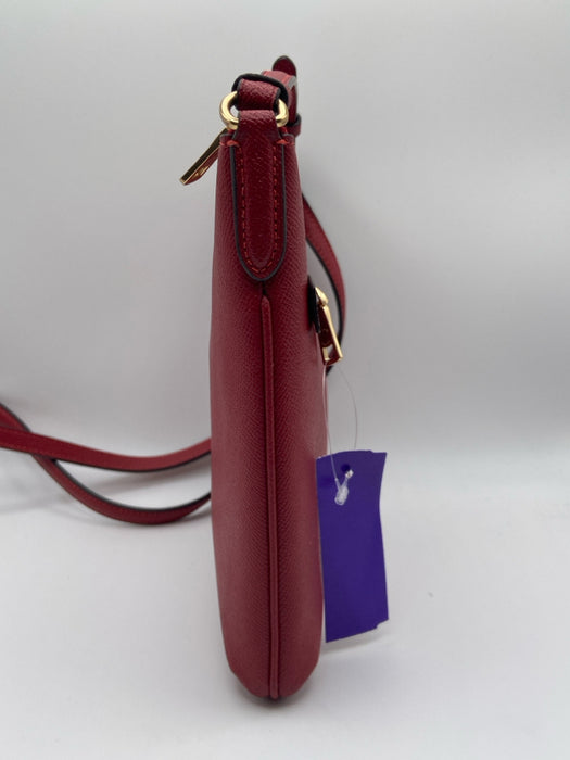 Coach Red Coated Leather Zip Close Crossbody Bag