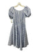 Caroline Constas Size XS White & Blue Print Cotton Scoop Neck Knee length Dress White & Blue Print / XS