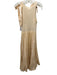 Ulla Johnson Size P Beige Cotton Ribbed Fabric Block Tie Sleeve Tiered Dress Beige / P