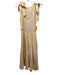 Ulla Johnson Size P Beige Cotton Ribbed Fabric Block Tie Sleeve Tiered Dress Beige / P
