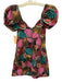 Farm Size XS Black, White, Multi Cotton Short Balloon Sleeve Abstract Mini Dress Black, White, Multi / XS