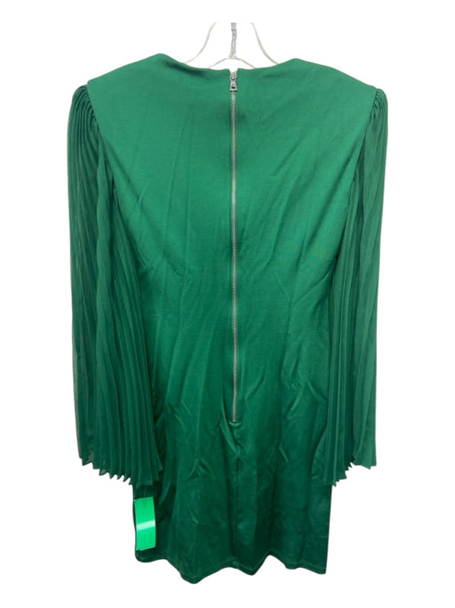 Alice + Olivia Size 2 Green Viscose Pleated Sleeves Round Neck Mini Dress Green / 2