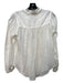 Sea New York Size 2 White Cotton Ruffle Neck Button Front Sheer Long Sleeve Top White / 2