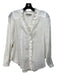 Sea New York Size 2 White Cotton Ruffle Neck Button Front Sheer Long Sleeve Top White / 2