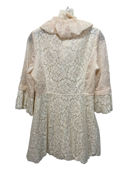 Damee Size S Cream Polyester Floral Lace Button Front Pockets Dress Cream / S