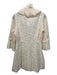 Damee Size S Cream Polyester Floral Lace Button Front Pockets Dress Cream / S