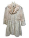 Damee Size S Cream Polyester Floral Lace Button Front Pockets Dress Cream / S