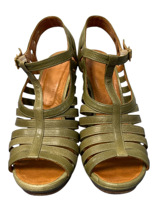 Chie Mihara Shoe Size 38 Green Leather Heel Almond Toe Ankle Strap Caged Shoes Green / 38