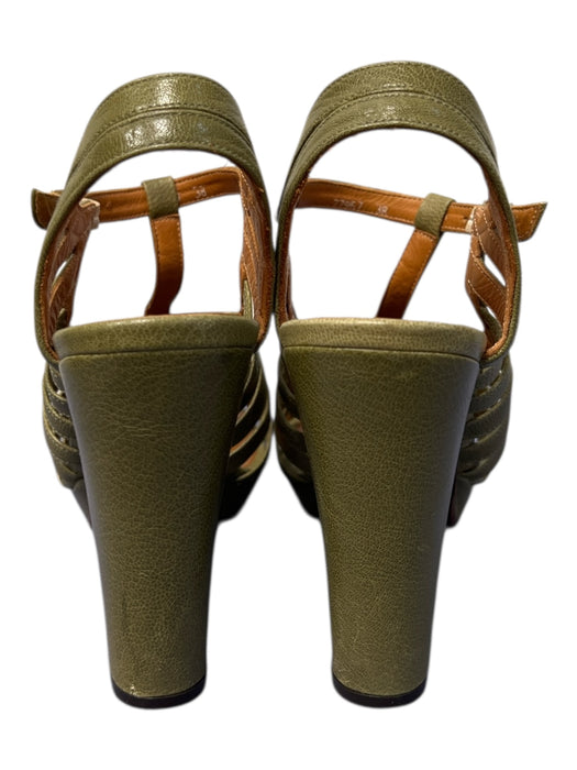 Chie Mihara Shoe Size 38 Green Leather Heel Almond Toe Ankle Strap Caged Shoes Green / 38