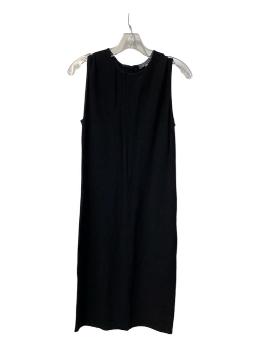 Vince Size Medium Black Viscose Blend Sleeveless Round Neck Back Zip Knit Dress Black / Medium