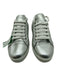 Prada Shoe Size 36.5 Silver Leather Embossed Logo lace up Low Top Sneakers Silver / 36.5