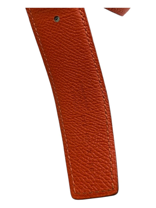 Hermes White & Orange Leather Smooth finish Grained Reversible Strap Belts White & Orange / 85 cm