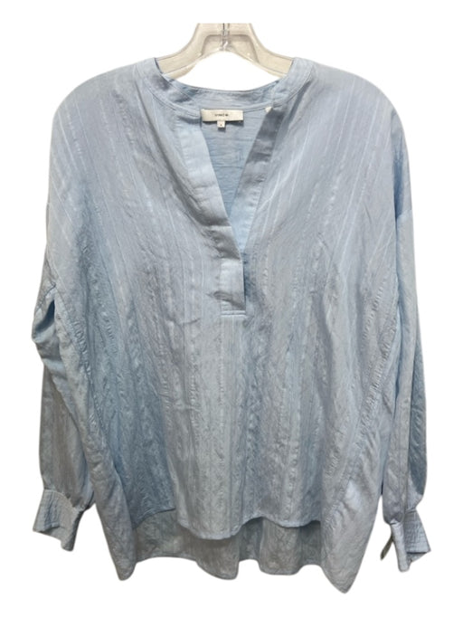 Vince Size S Light Blue Rayon Blend One Button V Neck Texture Long Sleeve Top Light Blue / S