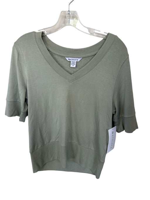 Athleta Size M Sage green Tencel Blend Short Sleeve V Neck Athletic Top Sage green / M