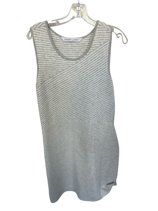 Athleta Size L Gray & White Viscose Blend Sleeveless Lines Athletic Dress Gray & White / L