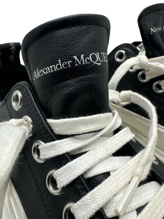 Alexander McQueen Shoe Size 42 Black & White Leather Solid Sneaker Men's Shoes 42