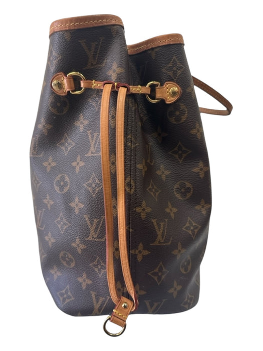 Louis Vuitton Brown Print Coated Canvas Monogram Leather Strap Tote Bag Brown Print / MM