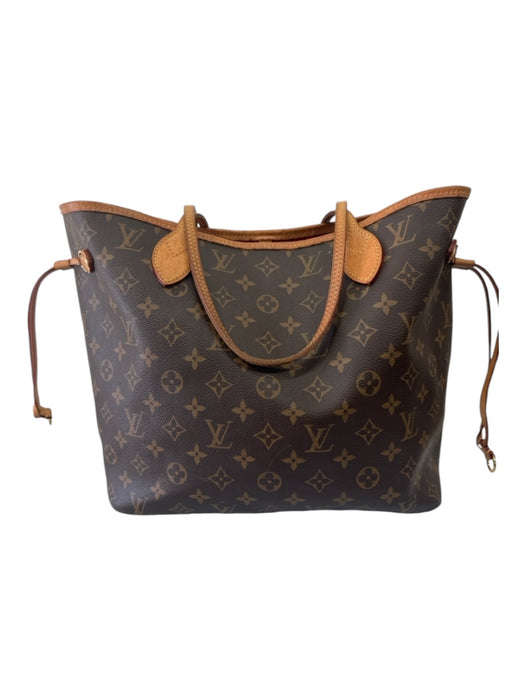 Louis Vuitton Brown Print Coated Canvas Monogram Leather Strap Tote Bag Brown Print / MM